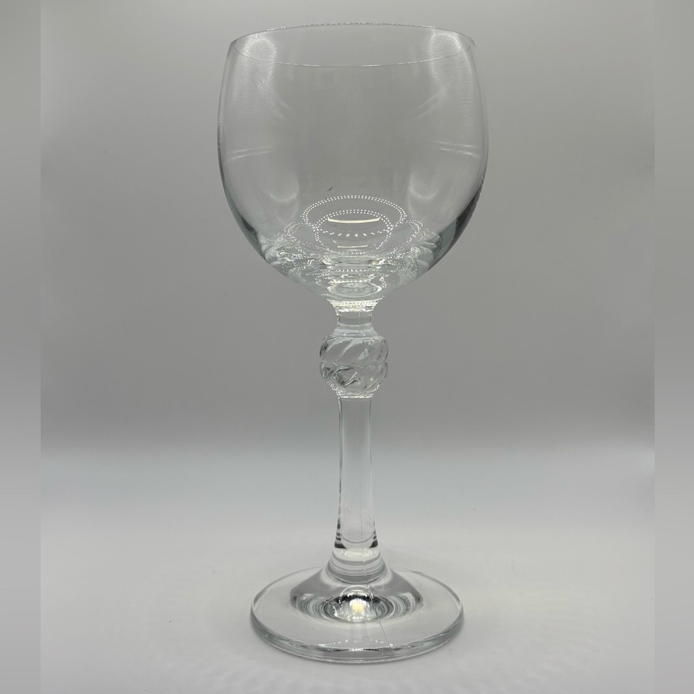 (4) THOMAS Corda Red Wine Glass Vtg Marked Glasses Bar Goblet Swirl Twist Stem